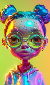 Animated Portrait with Colorful Neon Palette