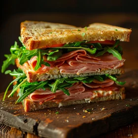 Gourmet Ham and Arugula Sandwich