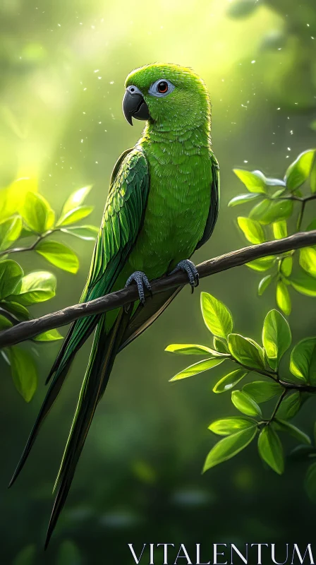 AI ART Tropical Parrot Surrounded by Foliage