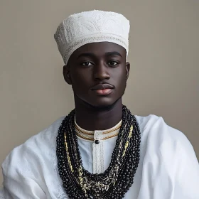 Cultural Portrait of a Man with Beaded Necklaces