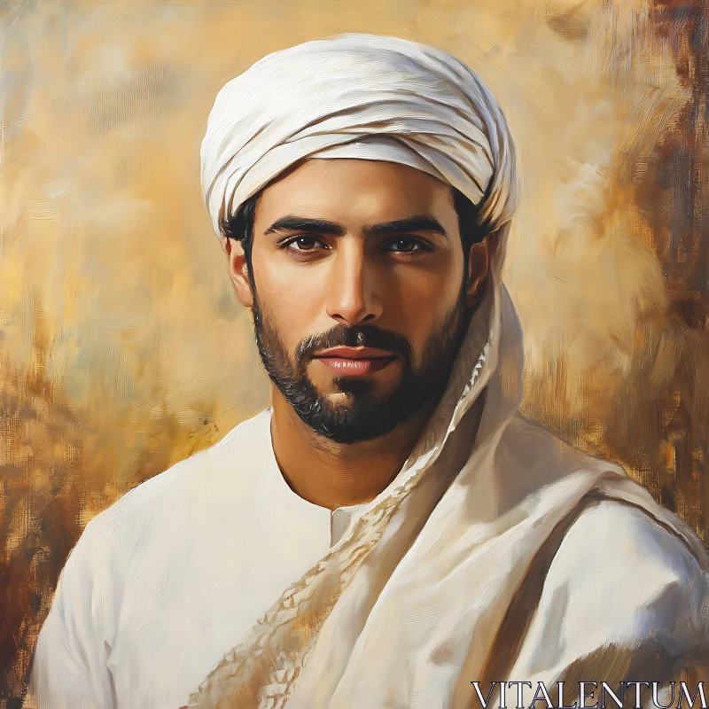 Classical Painting of a Man with Turban AI Image