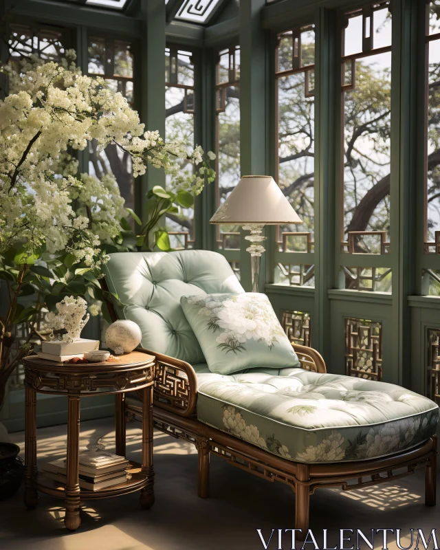 Elegant Sunroom Decor AI Image