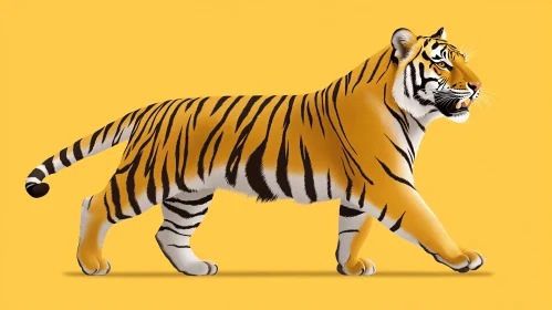 Regal Tiger Graphic on Yellow Canvas