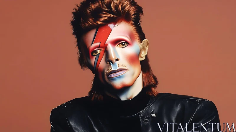 Vivid Makeup Man Portrait with Lightning Bolt Design AI Image