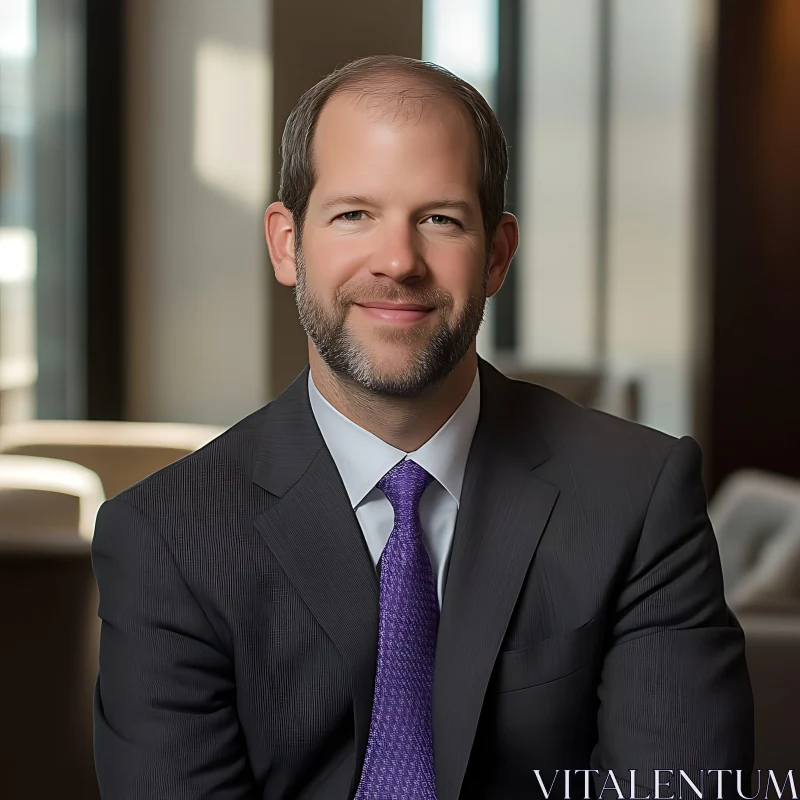 Businessman with Beard in Office Wearing a Suit AI Image