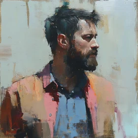 Colorful Abstract Bearded Man Portrait