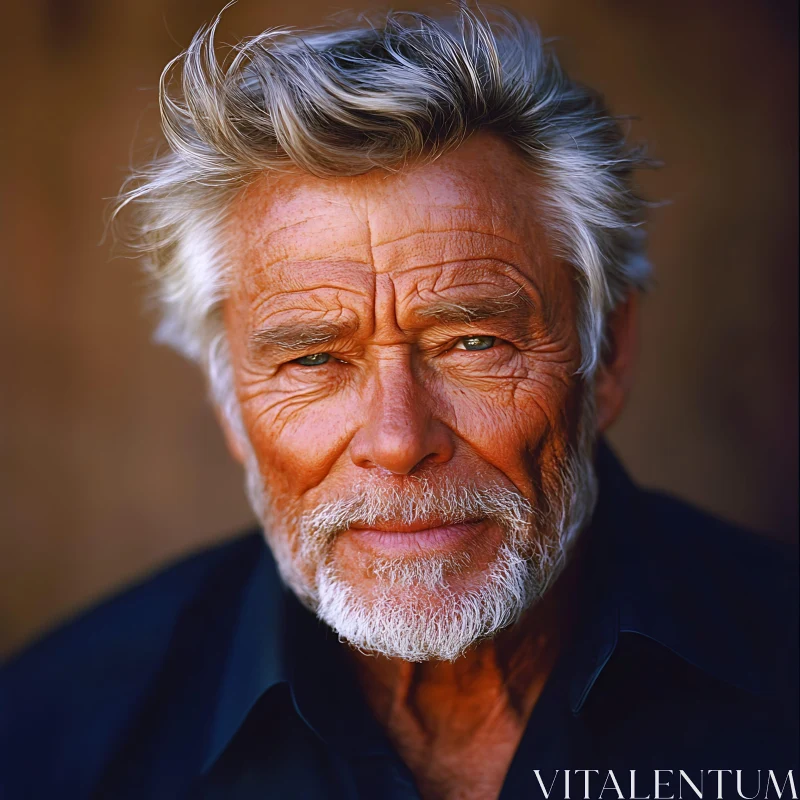 Portrait of an Elderly Man with Grey Hair and Beard AI Image