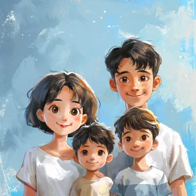 Charming Anime Family Art