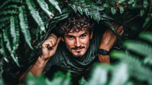 Adventurer in a Dense Jungle Setting