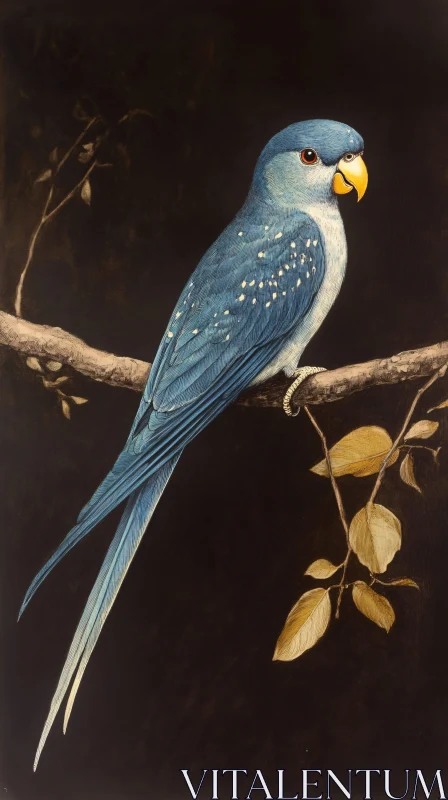 AI ART Elegant Blue Parrot