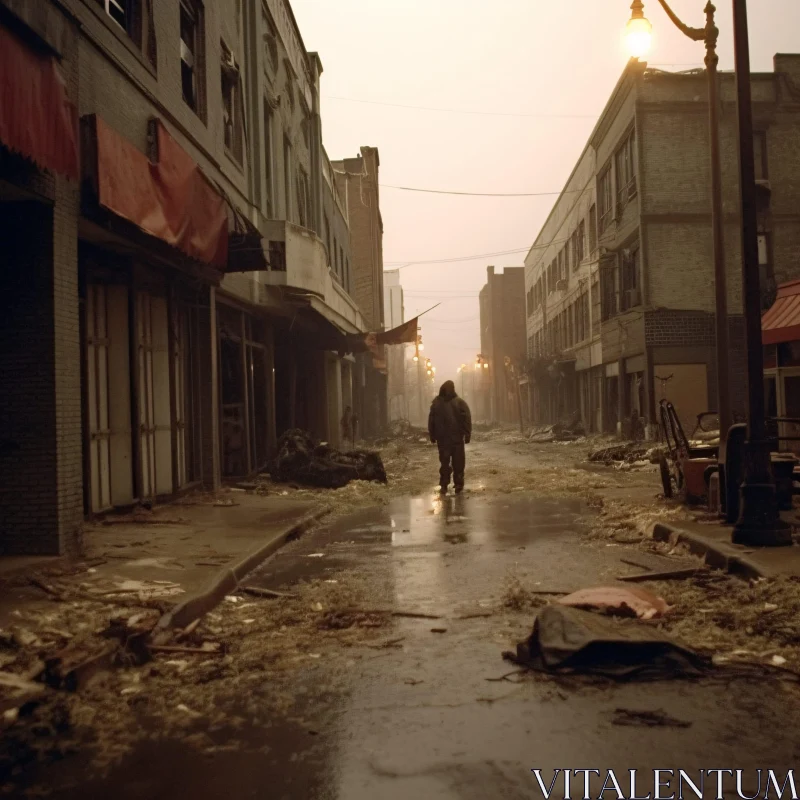 AI ART Abandoned Street in Evening Fog