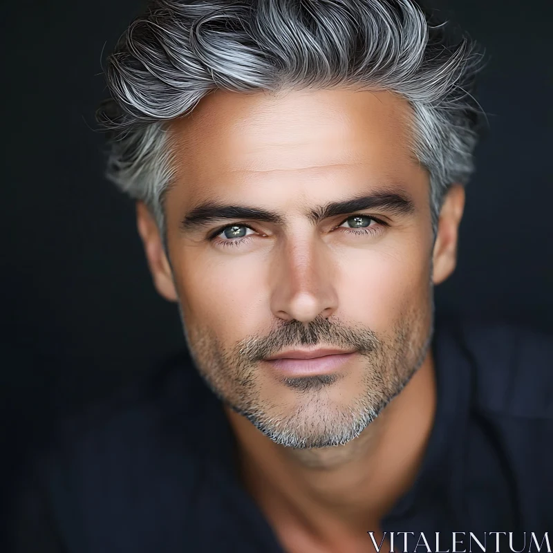 Elegant Man with Grey Hair and Beard AI Image