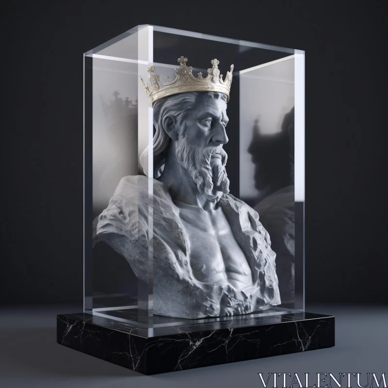 AI ART Regal Marble King Statue Display