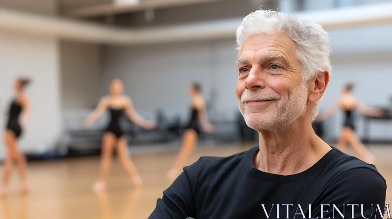 Smiling Man Overseeing Ballet Dance Practice AI Image