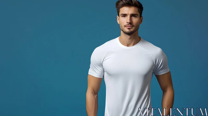 Stylish Male Model in White Shirt AI Image