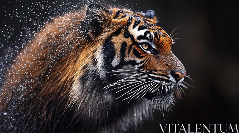 Tiger Water Shaking Portrait AI Image