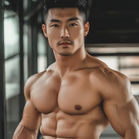 Muscular Male Model in Gym