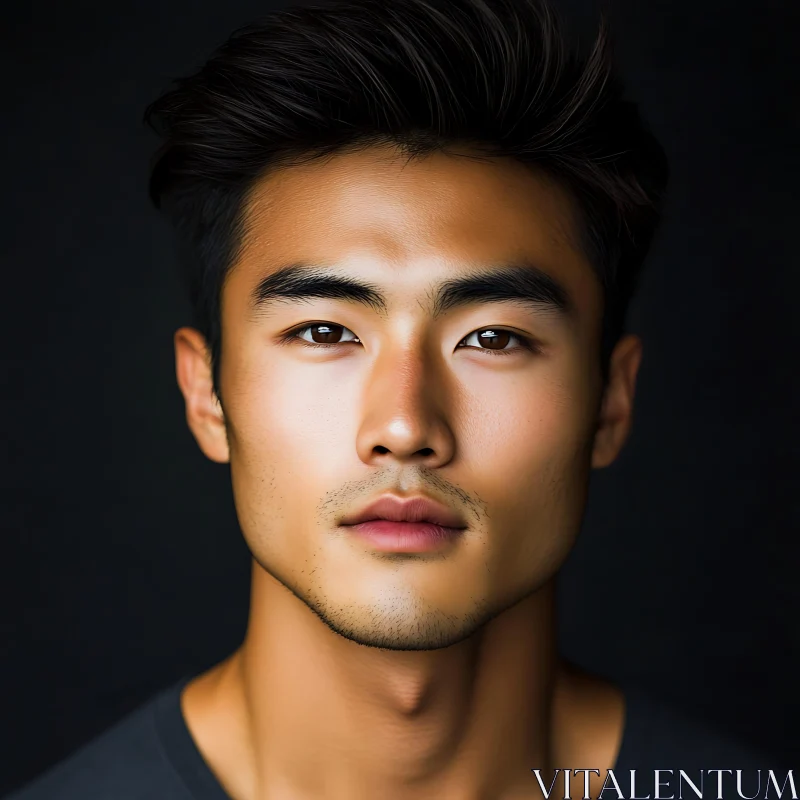 Young Man's Headshot with Styled Hair AI Image