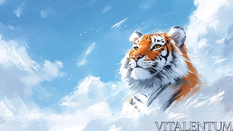 AI ART Tiger Portrait in a Dreamy Sky