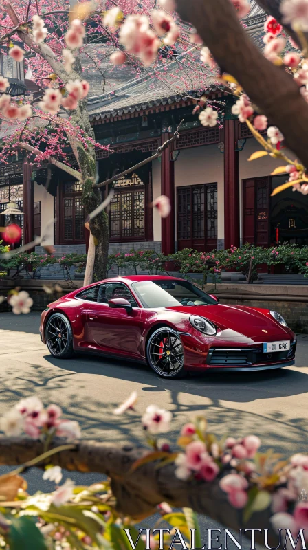 AI ART Luxury Car with Cherry Blossom