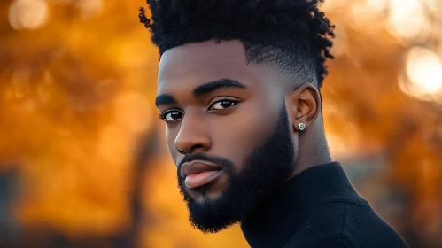 Stylish Autumn Portrait of a Bearded Young Man