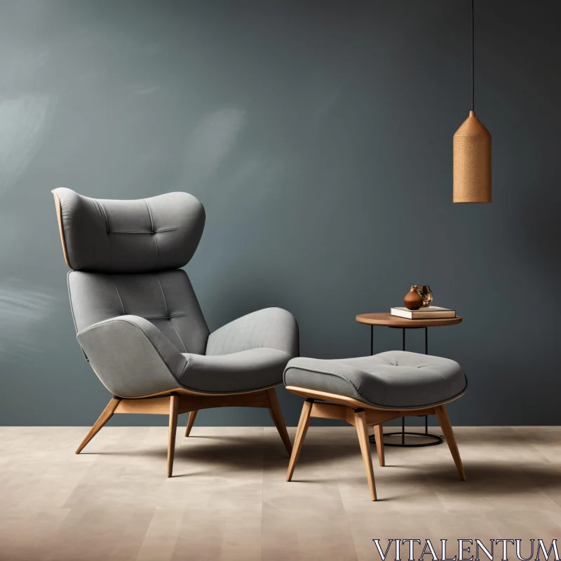 Contemporary Armchair and Ottoman in Cozy Setting AI Image