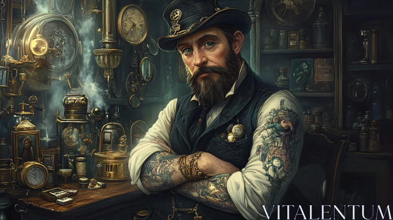 Victorian Workshop Steampunk Enthusiast AI Image