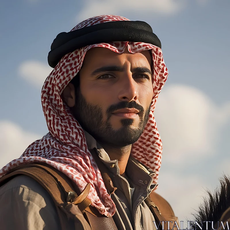 Middle Eastern Man Against Blue Sky AI Image