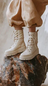 Stylish Beige Boots Display