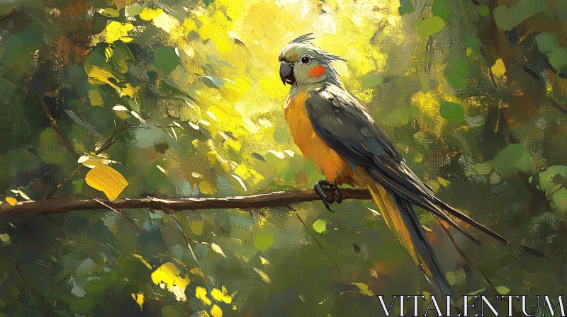 Radiant Parrot in Forest Setting AI Image