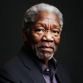 Elderly Man Portrait against Black Background