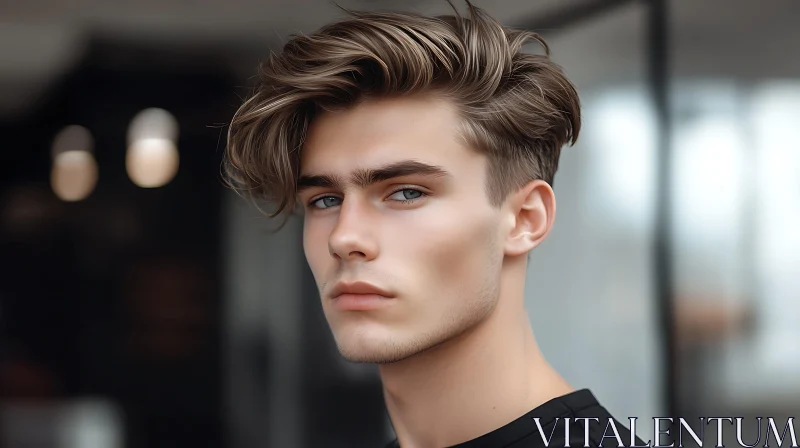 AI ART Confident Young Man with Fashionable Hairstyle