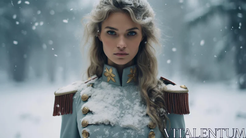 AI ART Winter Majesty: Woman in Uniform