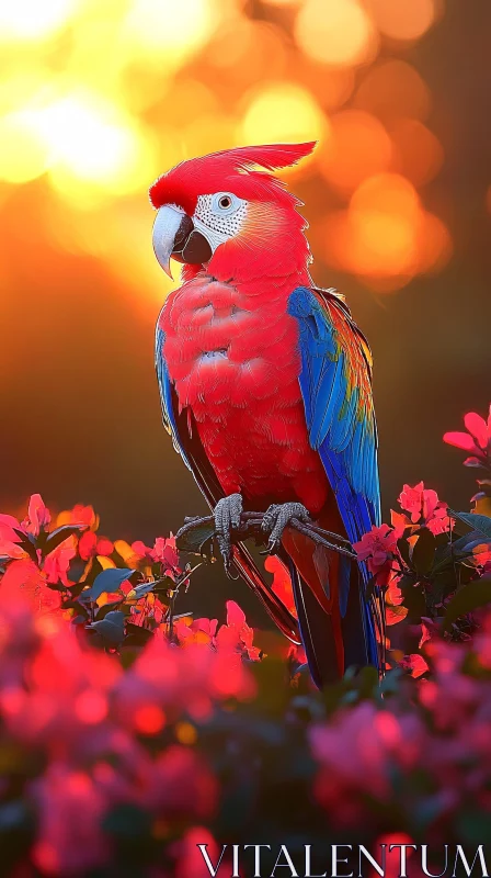 AI ART Exotic Parrot in Sunset Glow