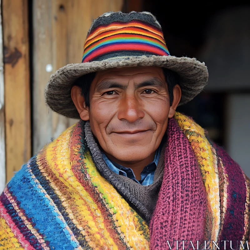 Portrait of a Smiling Man in Traditional Attire AI Image