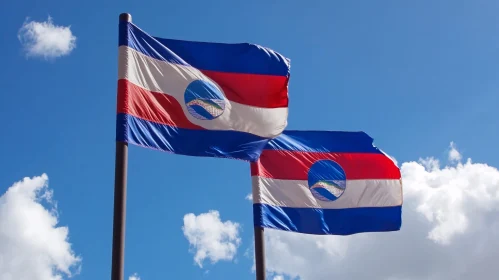 Red, White, and Blue Flags Against Sky