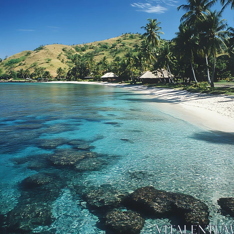 Serene Tropical Beach Landscape AI Image