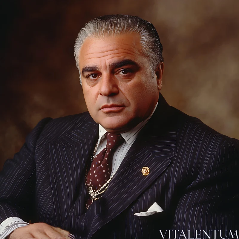 Elderly Man with Silver Hair in Formal Attire AI Image