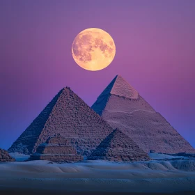 Egyptian Pyramids Moonlit Night