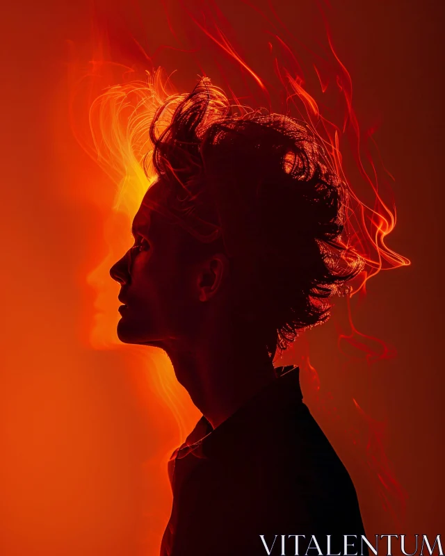 Fiery Silhouette Art AI Image