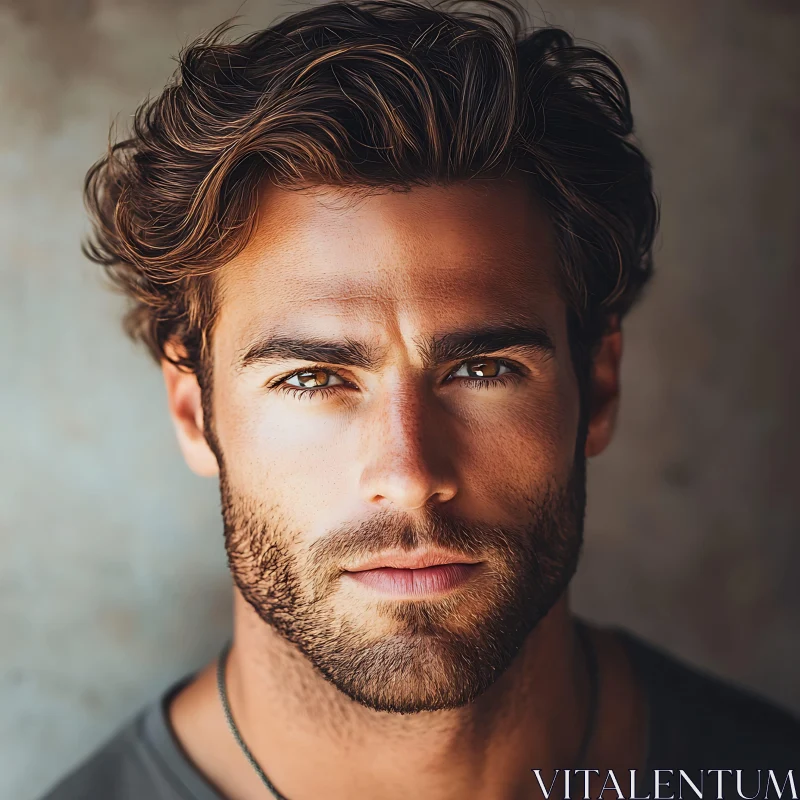 Man with Wavy Brown Hair and Beard