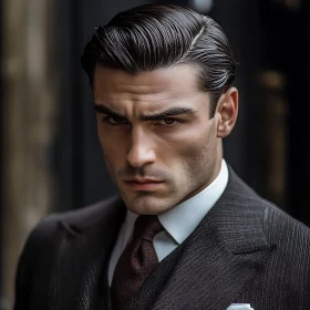 Intense Gaze of a Stylish Gentleman
