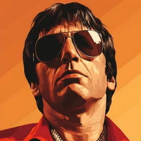 Stylized Retro Man Portrait with Sunglasses