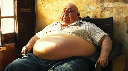 Man Resting on Chair in Sunlit Room