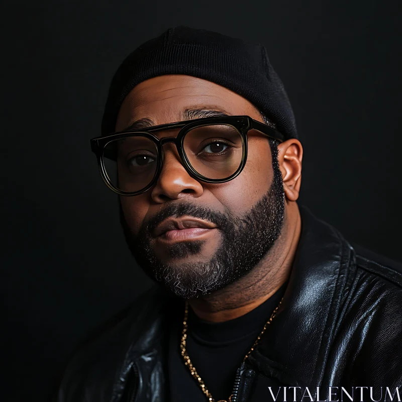 Stylish Man in Leather Jacket and Glasses