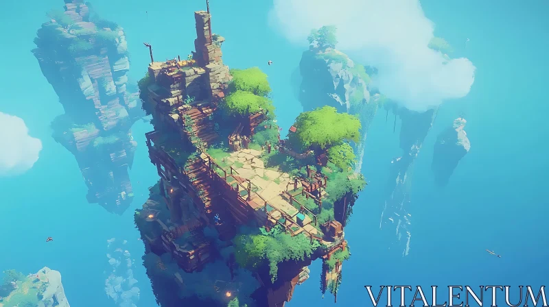 Mysterious Floating Islands in a Vibrant Fantasy World
