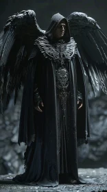 Mystical Black-Winged Figure