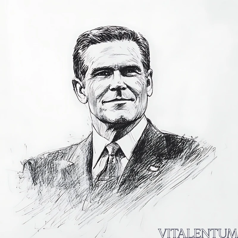 Detailed Pen Drawing of a Man in a Suit