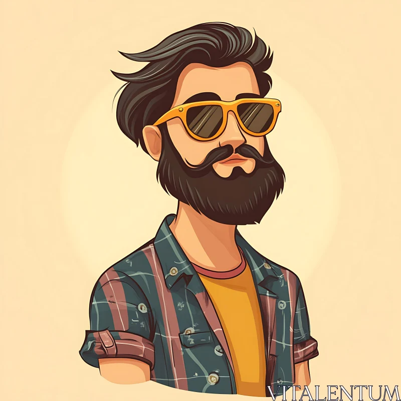 Trendy Cartoon Hipster Portrait