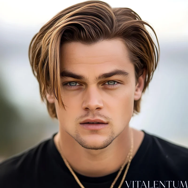 Stylish Young Man in Close-Up Portrait